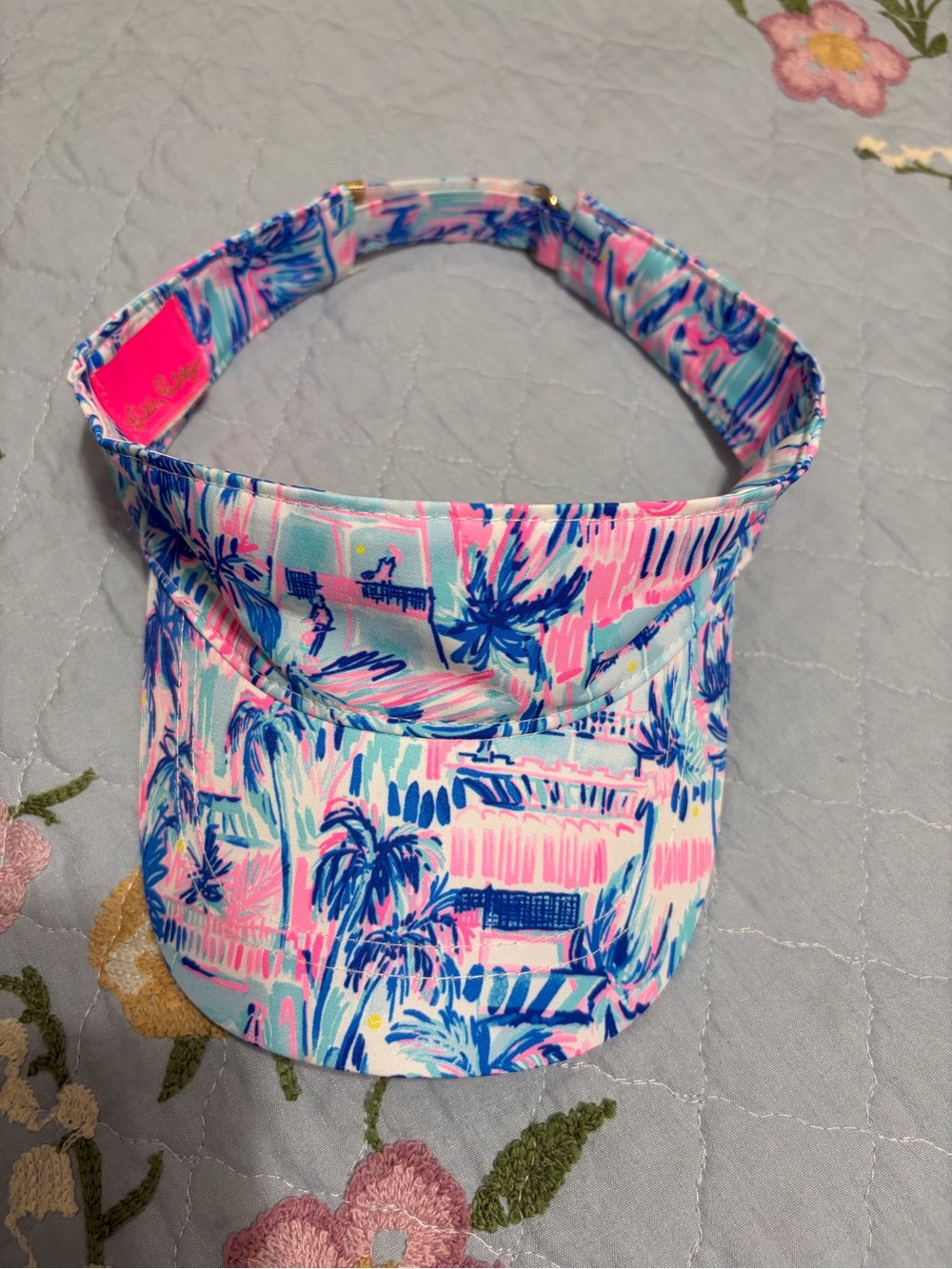 Lilly Pulitzer PreOwned Sun Visor Ravello Blue Velcro Adjustable One Size